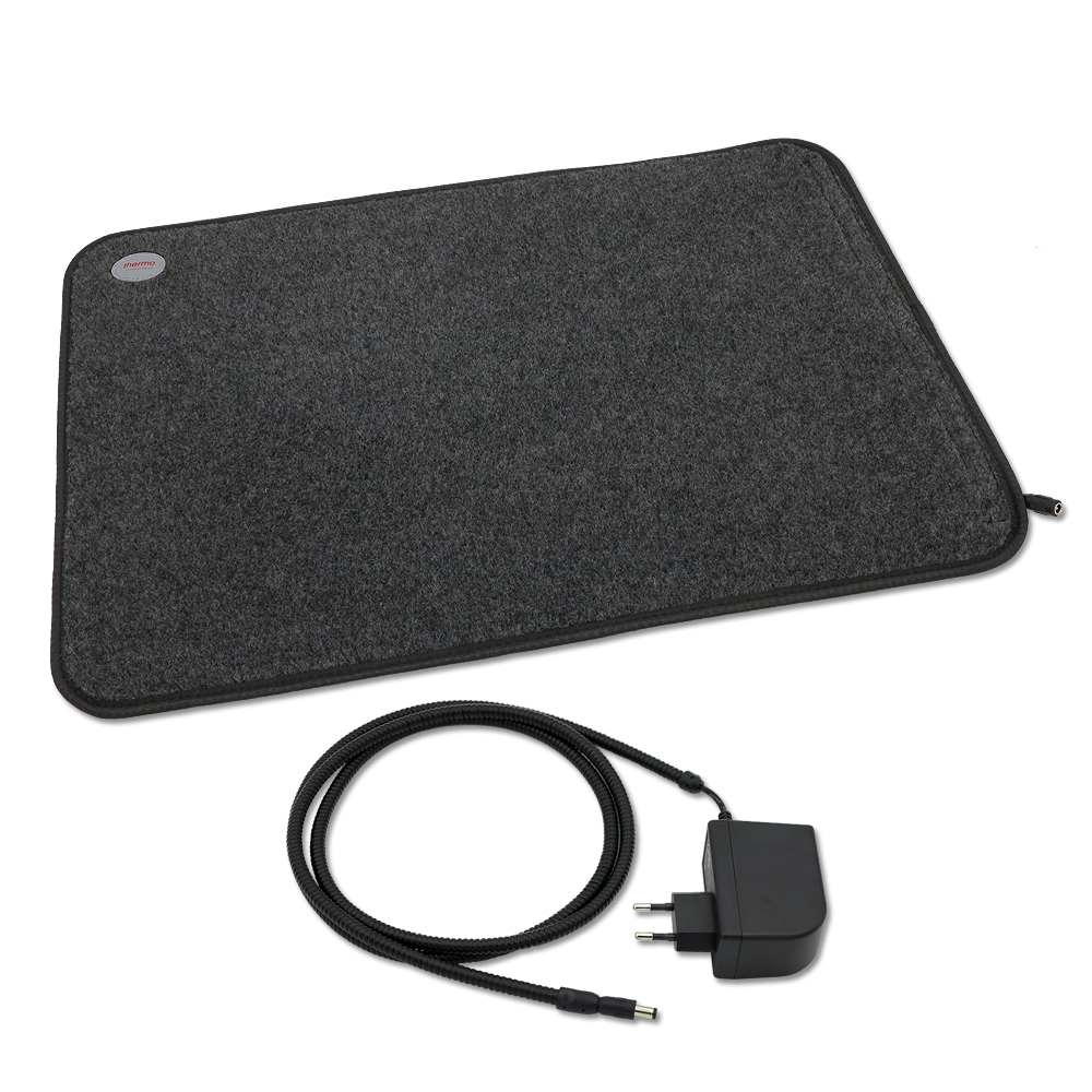 Wärmeplatte Filz 230/24V 40x60 cm inkl. Trafo, mit Bissschutz, Kabel absteckbar Wärmeplatte Filz 230/24V 40x60 cm inkl. Trafo, mit Bissschutz, Kabel absteckbar
