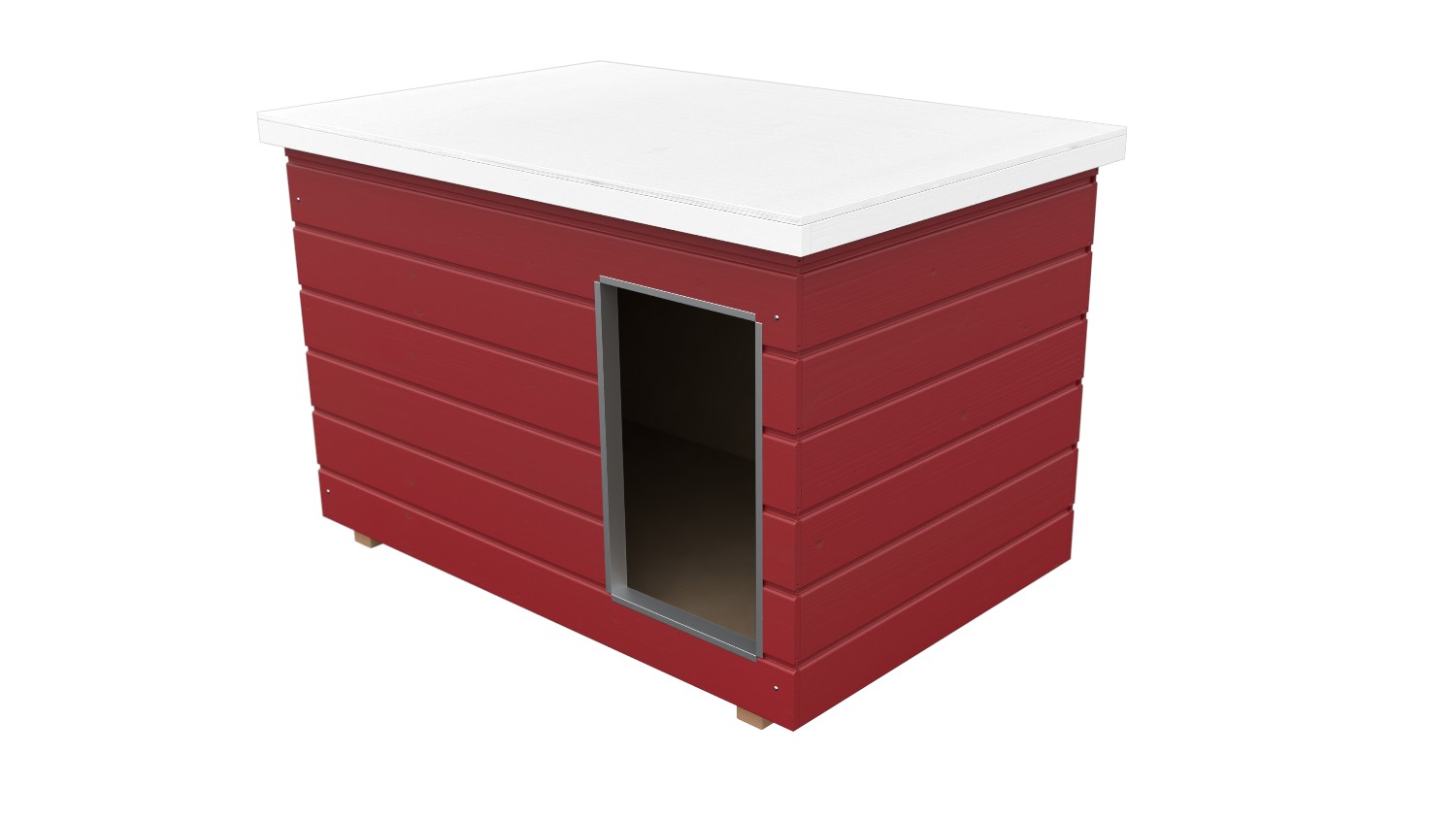 Original SAUERLAND Holz-Hundehütte schwedenrot | Flachdach Dickschicht | Eingang Längsseite | Größe Lassie