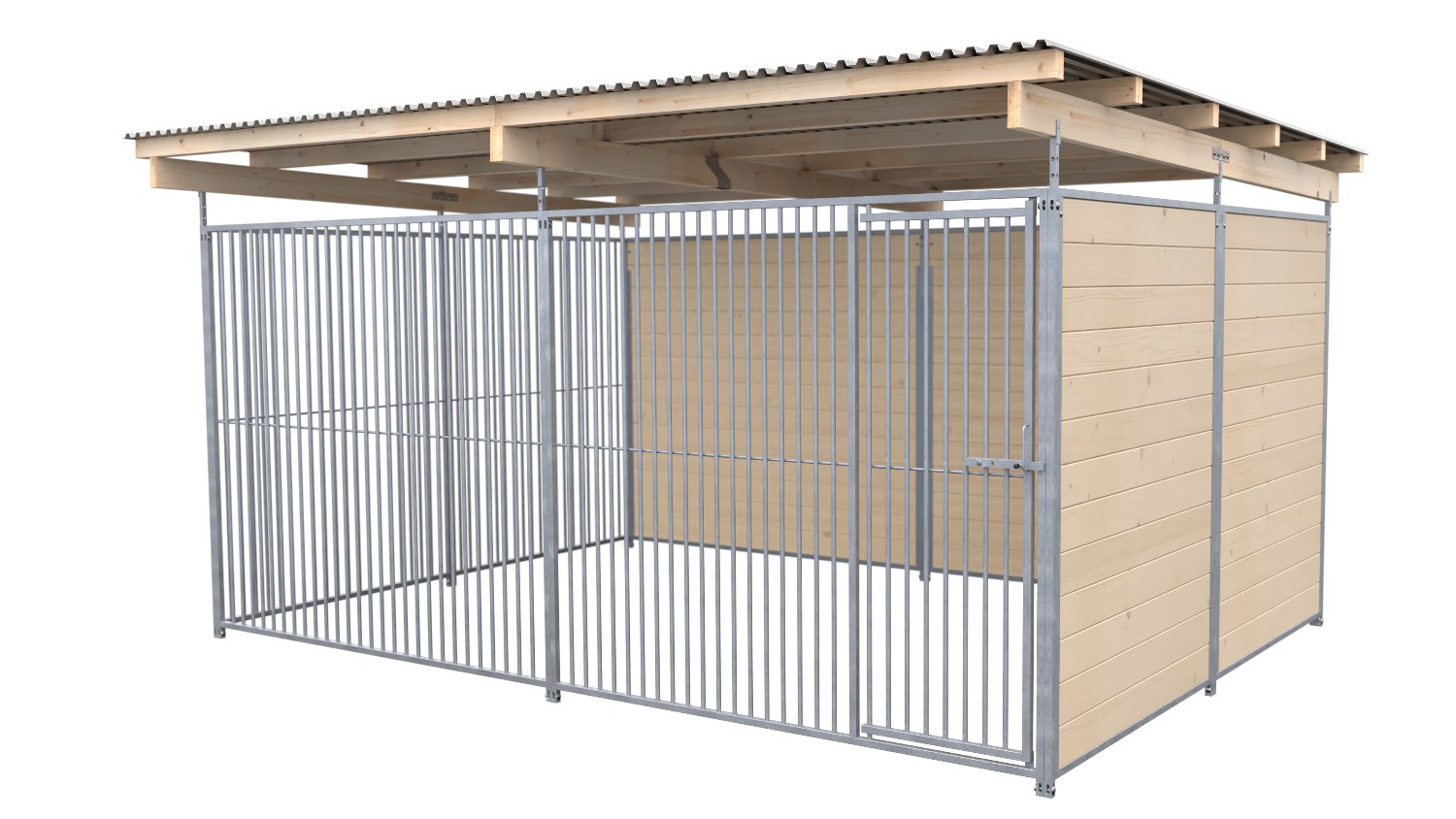 SAUERLAND Hundezwinger 3 x 3 m | 2-seitig geschlossen | naturbelassen | Rohrstab Abstand 5 cm