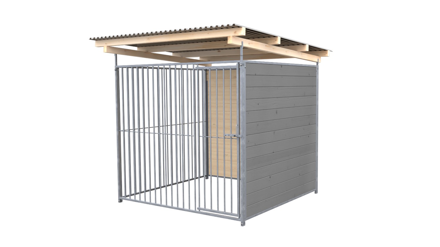 SAUERLAND Hundezwinger 2 x 2 m | 2-seitig geschlossen | platingrau | Rohrstab Abstand 8 cm