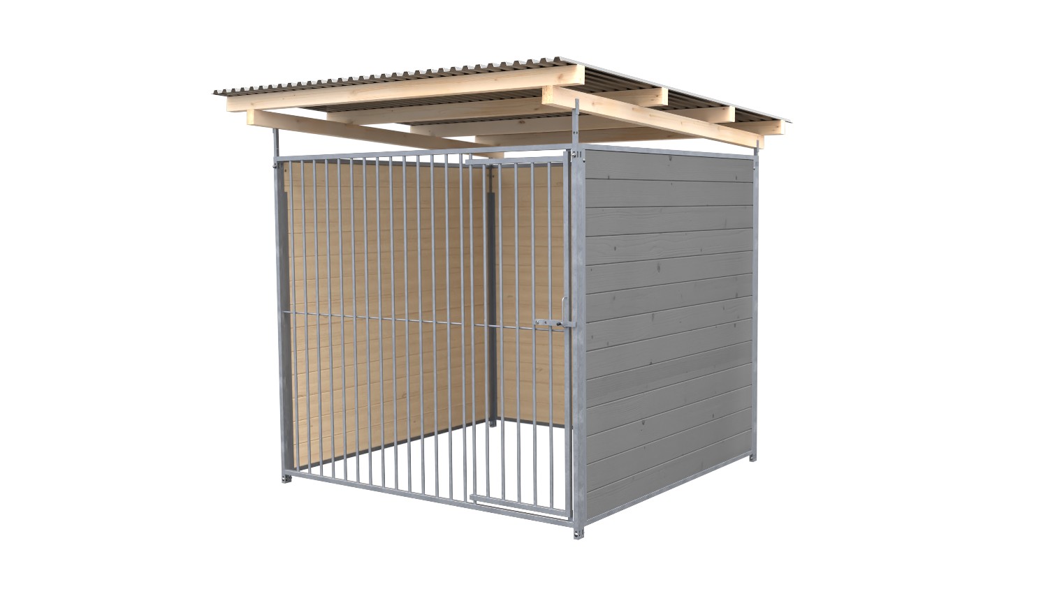 SAUERLAND Hundezwinger 2 x 2 m | 3-seitig geschlossen | platingrau | Rohrstab Abstand 8 cm