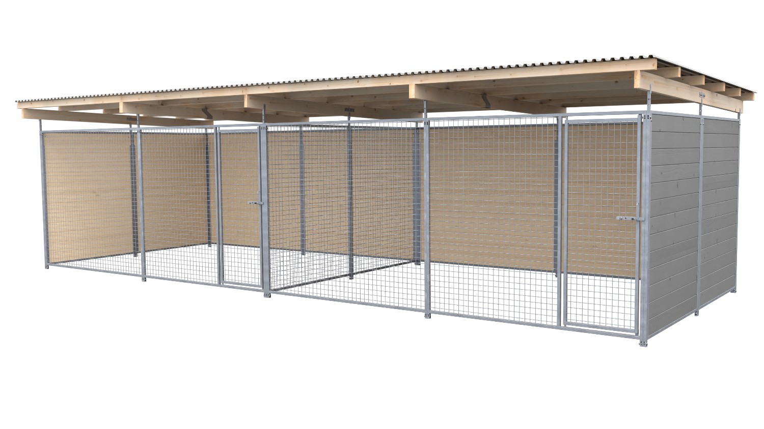 SAUERLAND Hundezwinger 3 x 6 m Doppelzwinger | 3-seitig geschlossen | platingrau | Gitter 5x5 cm